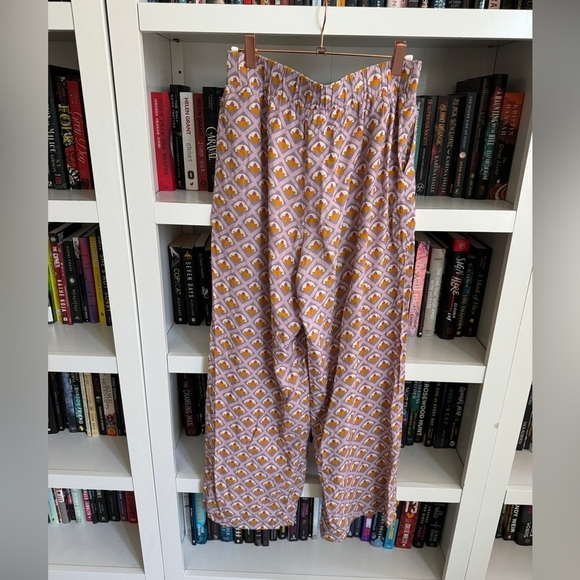 Bloomingdale’s aqua purple orange retro pattern lightweight wide leg pants - Picture 5 of 5